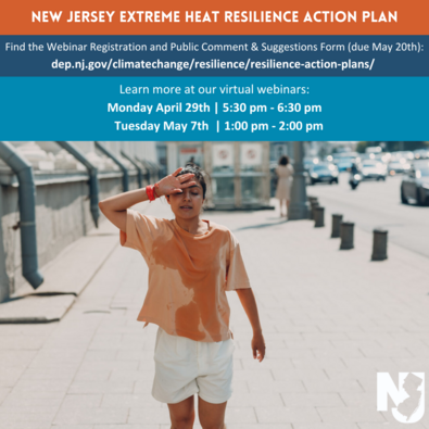 New Jersey Extreme Heat Resilience Action Plan virtual webinar informational graphic